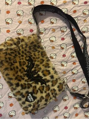 BRAND NEW Grim Reapers Glamour Leopard Faux Fur Purse Bag